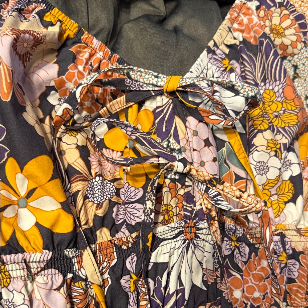 Listicle Floral 2/4 Sleeve Dress w/ Scalloped Hem L - Picture 8 of 8